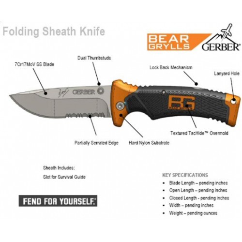 Нож Gerber Bear Grylls Folding Sheath Knife, блистер, (1013939), 31-000752 фото 6